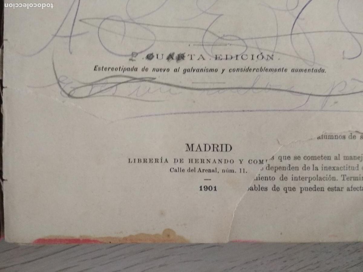 Libros antiguos: sanchez ramos,tablas de logaritmos, 1901 cuarta edicion libreria de hernando, madrid - Foto 5
