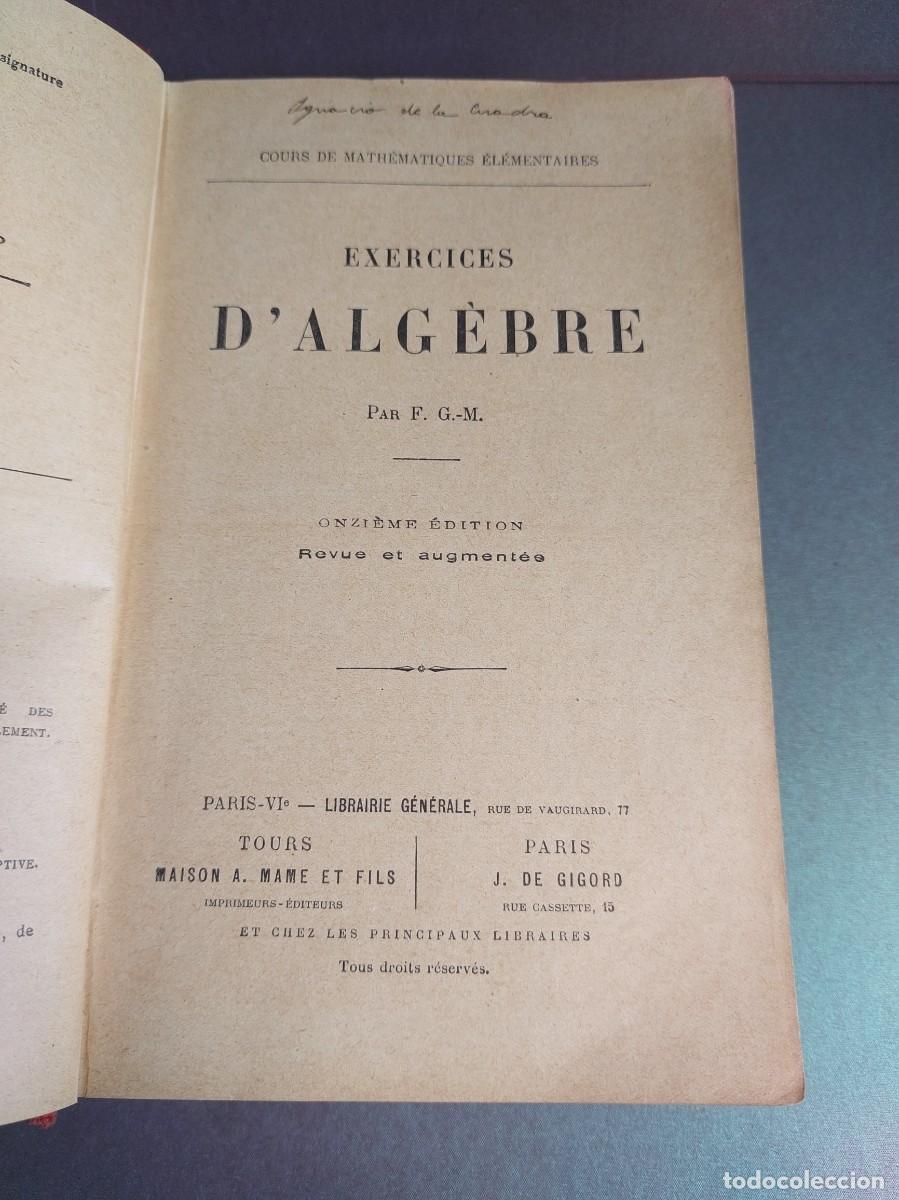 Libros antiguos: Exercices dalgebre - P.G.M - 1930 - Foto 2