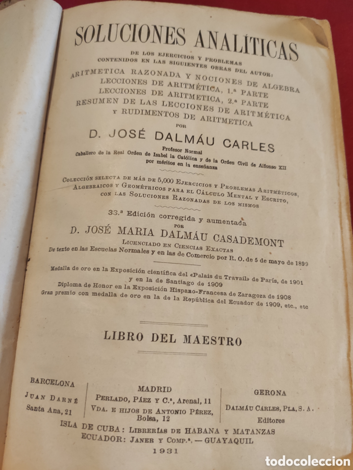 Libros antiguos: Soluciones anal&iacute;ticas. Antiguo. - Foto 3