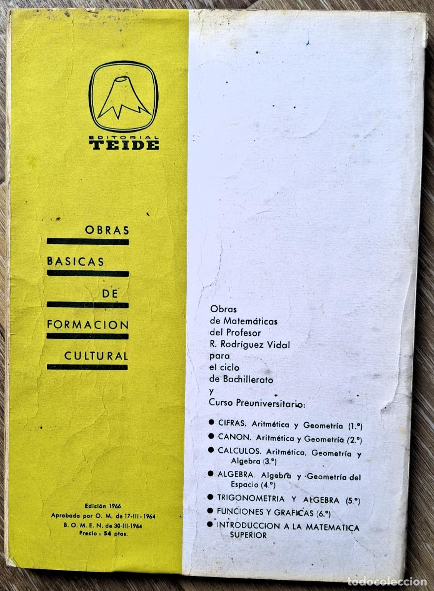 Libros antiguos: Canon. Matem&aacute;ticas 2&ordm;. Rodr&iacute;guez Vidal. Ed. Teide, 1966 - Foto 2