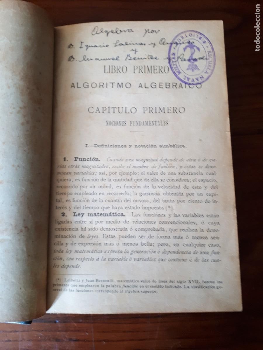 Libros antiguos: ALGEBRA POR D. IGNACIO SALINAS Y ANGULO . - Foto 3