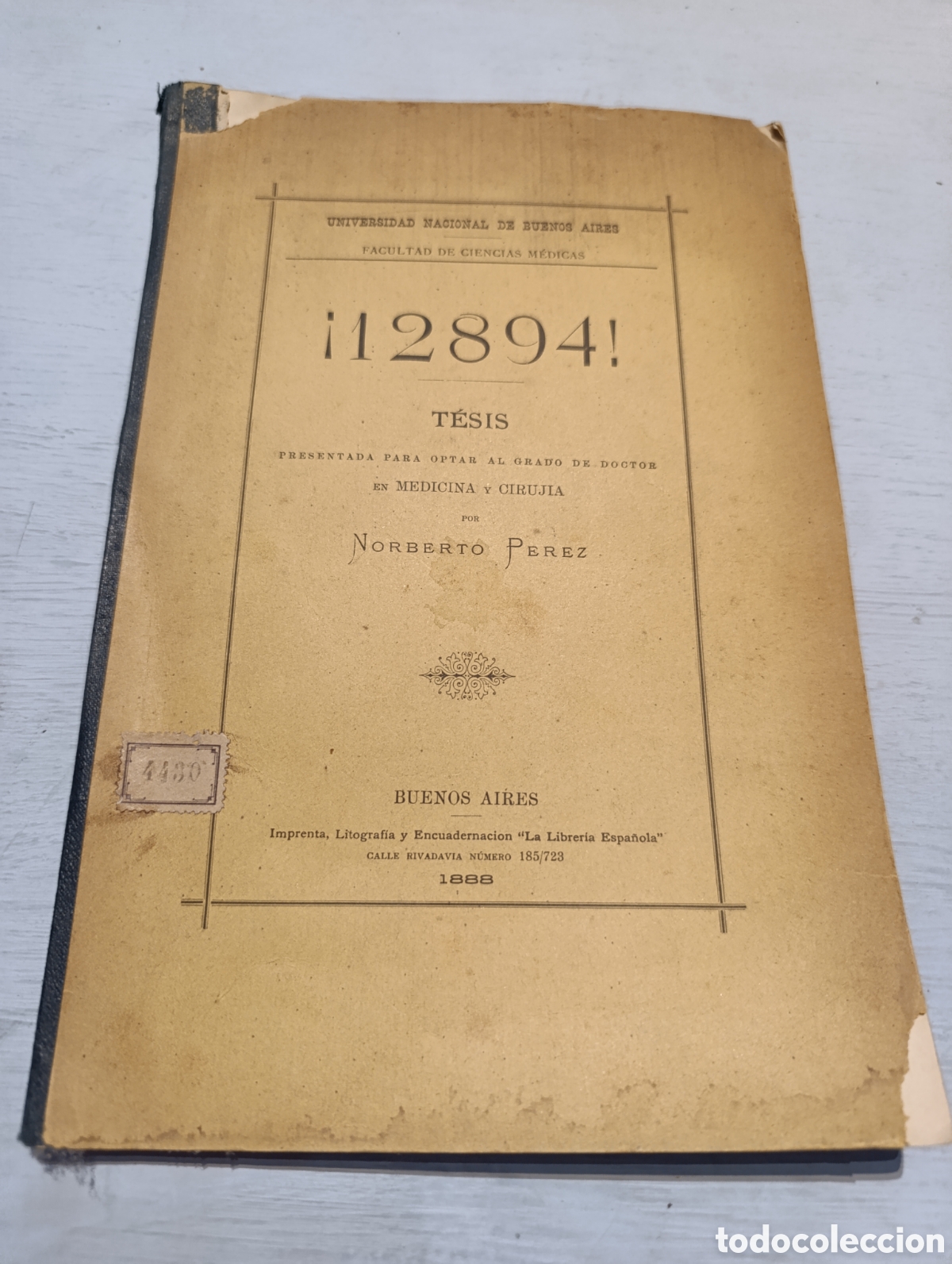 Libros antiguos: &iexcl;12894! T&Eacute;SIS de NORBERTO PEREZ - Foto 1