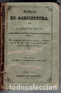 Libros antiguos: Manual de Agricultura, Alejandro Olivan - Foto 1