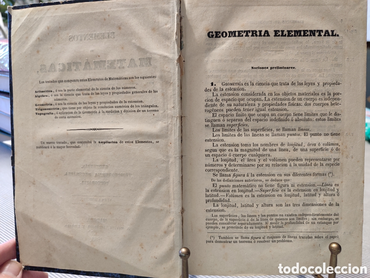 Libros antiguos: ELEMENTOS DE MATEM&Aacute;TICAS. 1853. Acisclo Vallin - Foto 2