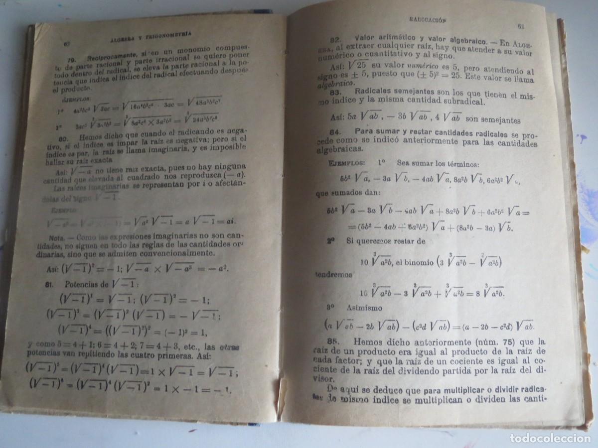 Libros antiguos: algebra y trigonometria - Foto 2