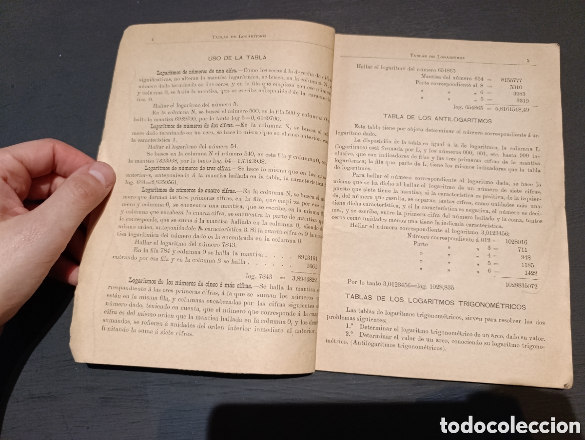 Libros antiguos: Tablas de Logaritmos. V&iacute;ctor Casado Paredes. 1910 - Foto 2