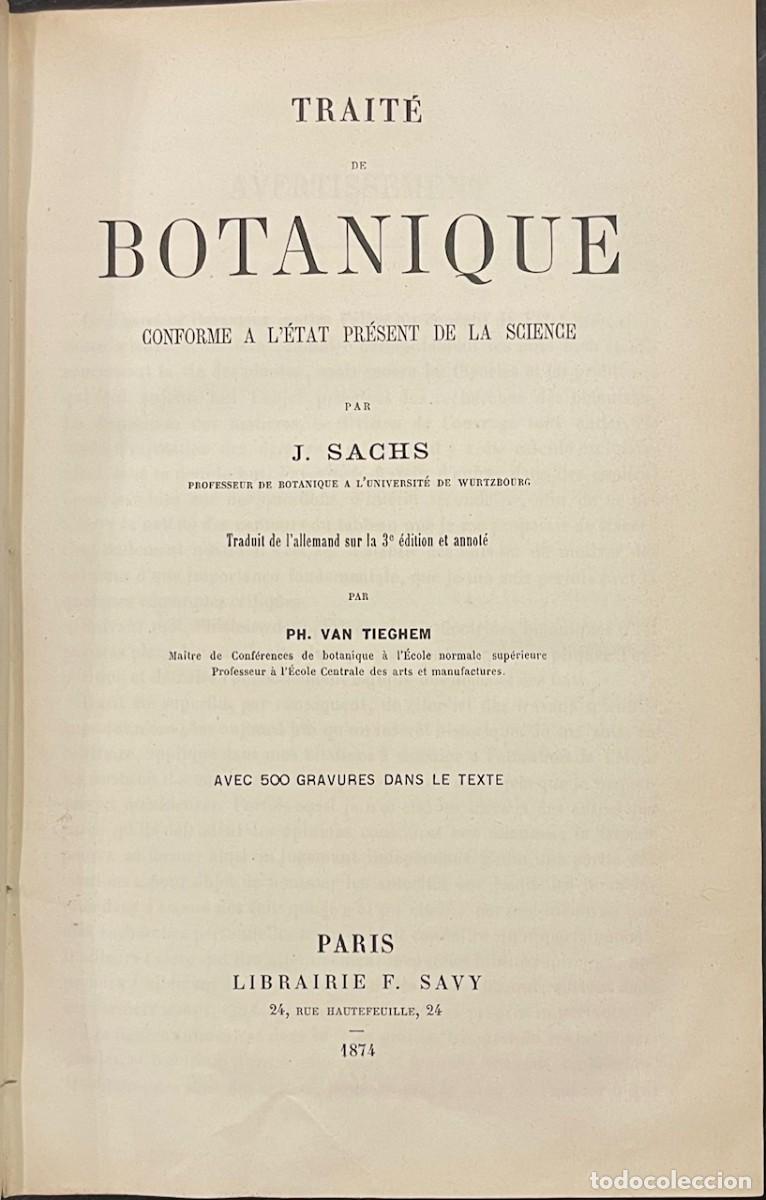 Libros antiguos: Traite de Botanique - J. Sachs - Foto 2