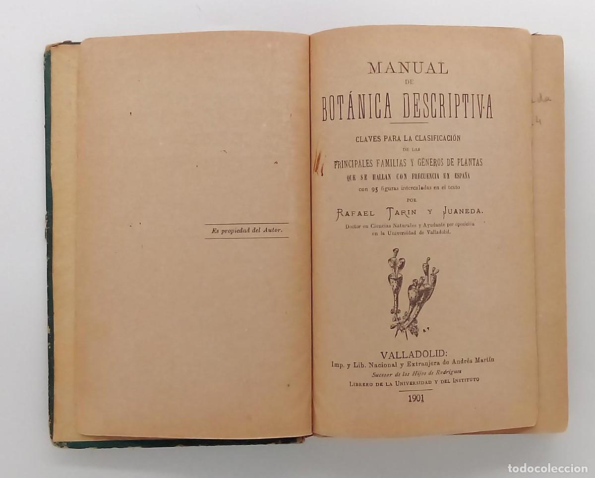 Libros antiguos: MANUAL DE BOT&Aacute;NICA DESCRIPTIVA. TAR&Iacute;N Y JUANEDA, RAFAEL. - Foto 2