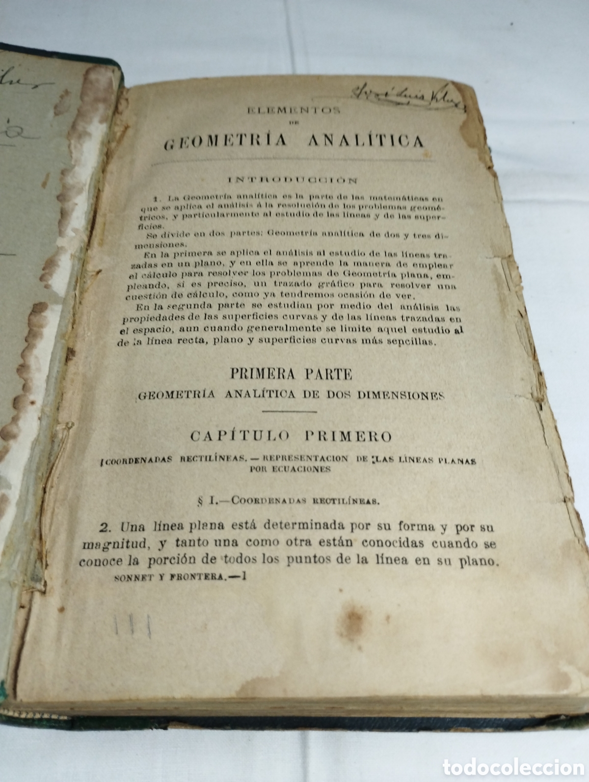 Libros antiguos: Geometr&iacute;a anal&iacute;tica. Sonnet - Foto 2