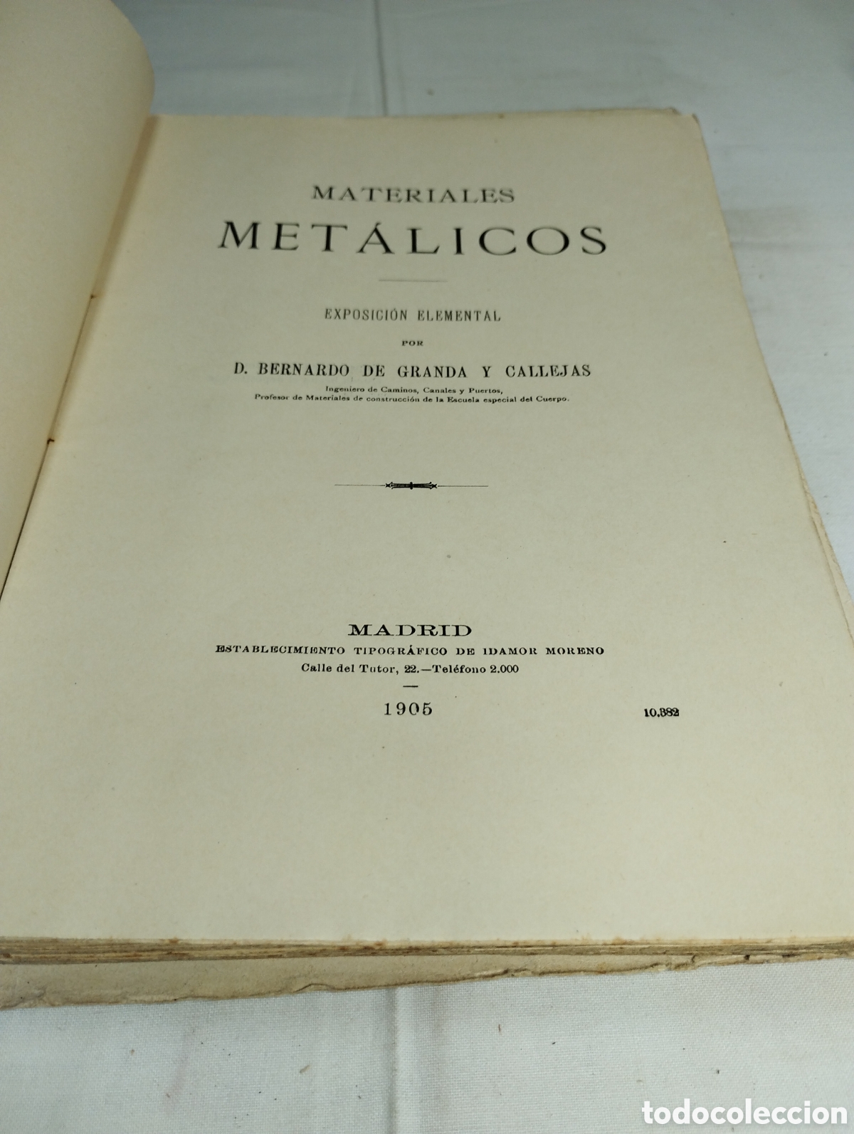 Libros antiguos: Materiales met&aacute;licos. Bernardo de Granda, 1905 - Foto 2