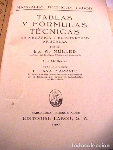 Libros antiguos: TABLAS Y FORMULAS TECNICAS. W. MULLER. - Foto 2