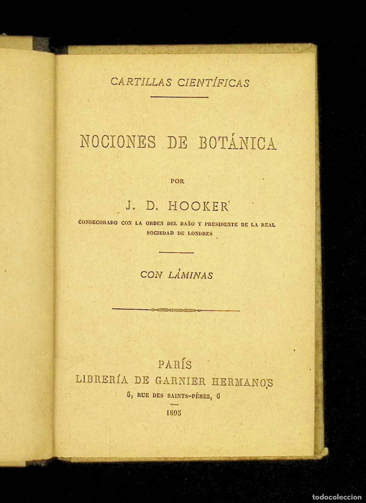 Libros antiguos: NOCIONES DE BOT&Aacute;NICA. - HOOKER, J. D. 1895 - Foto 2