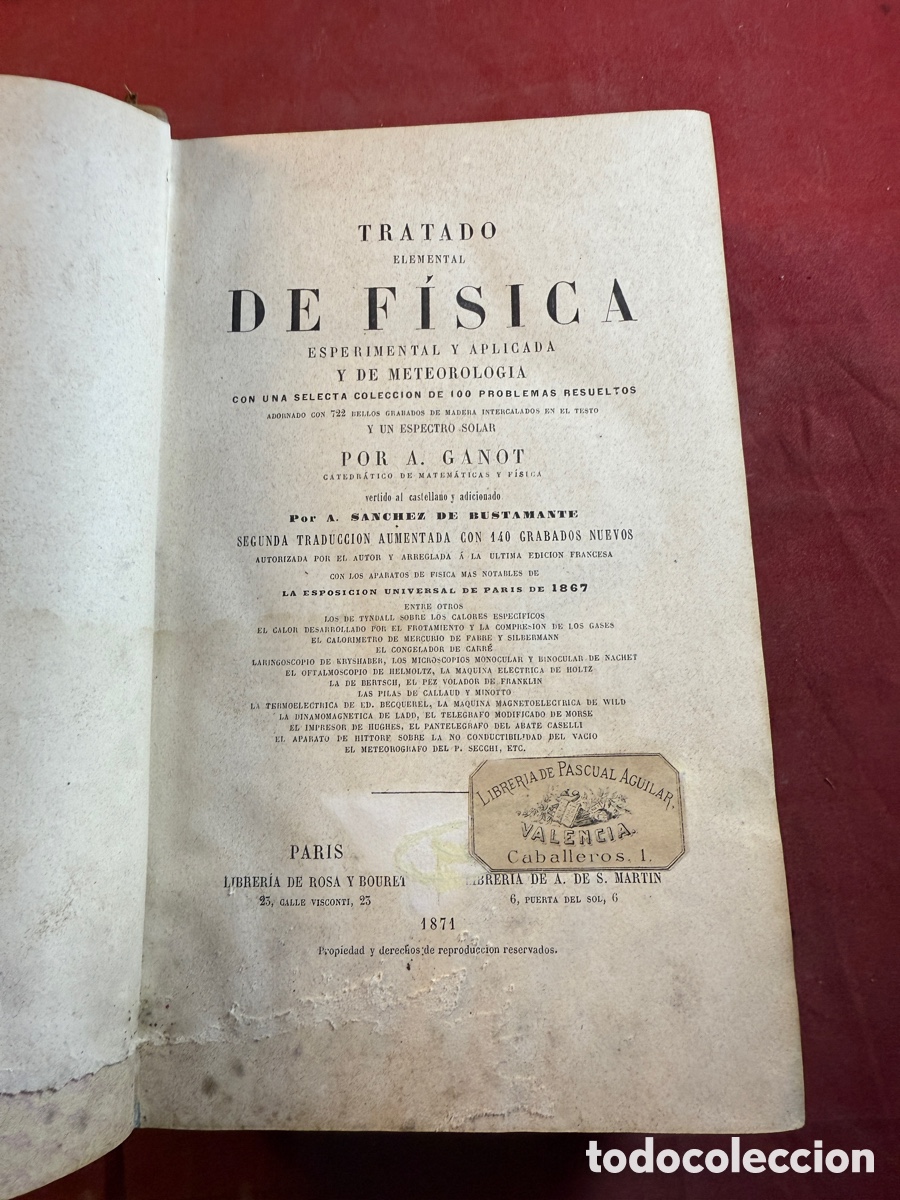 Libros antiguos: TRATADO DE F&Iacute;SICA 1871 - Foto 1