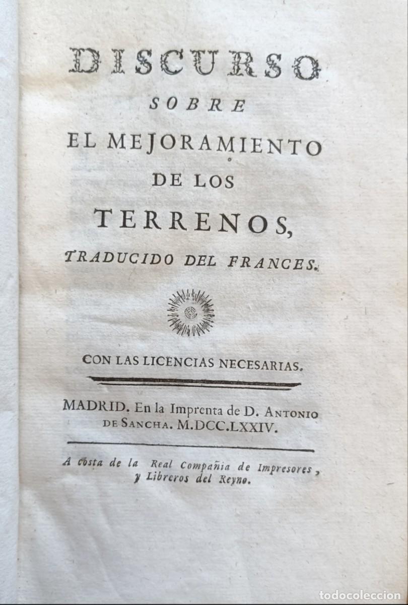 Libros antiguos: Mejoramiento terrenos 1774 - Foto 1