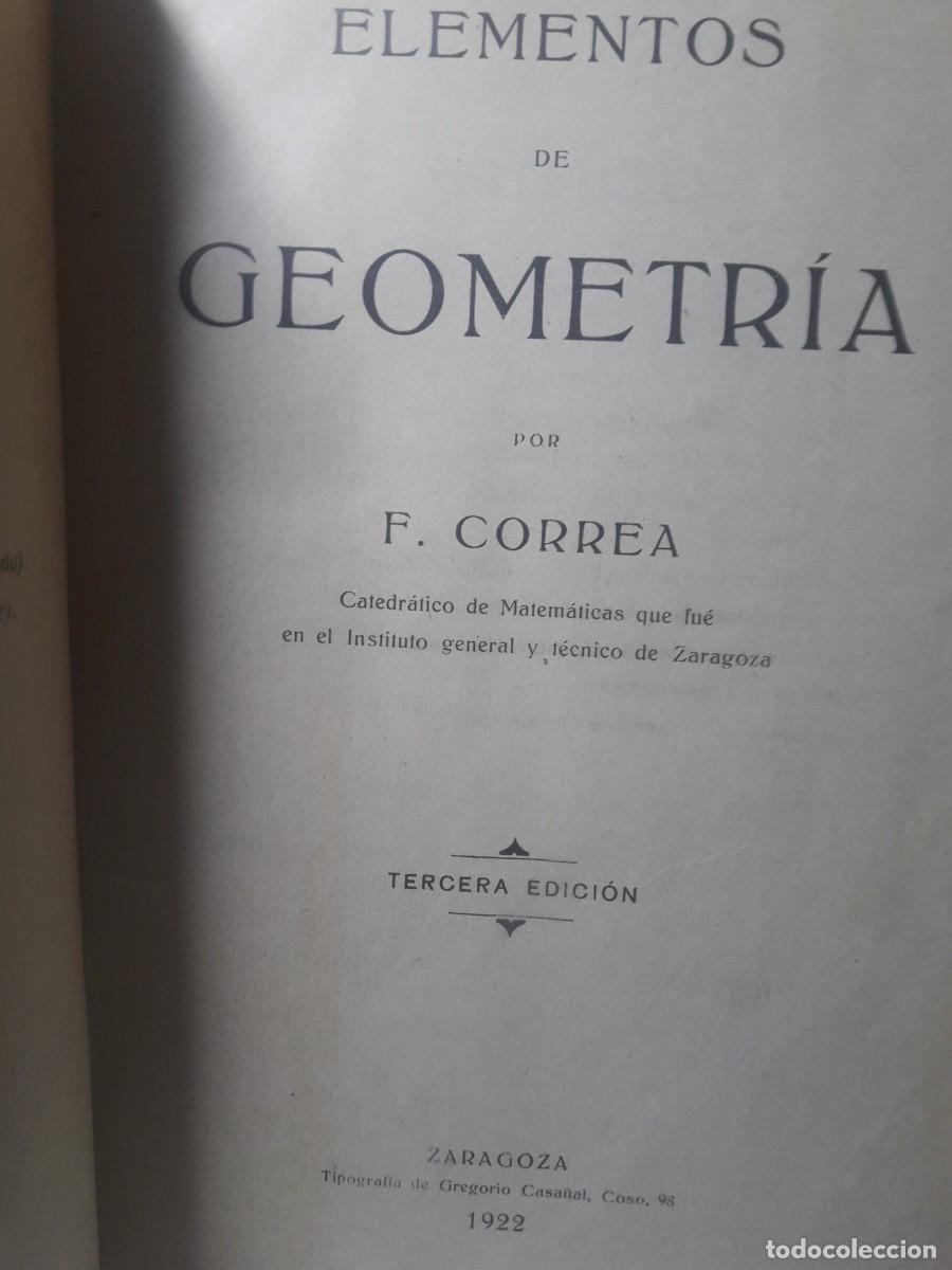 Libros antiguos: elementos de geometr&iacute;a Francisco Correa - Foto 2