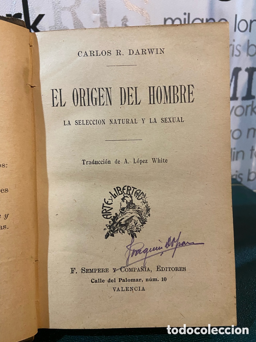 Libros antiguos: El Origen del Hombre - Darwin - B5 - Foto 4
