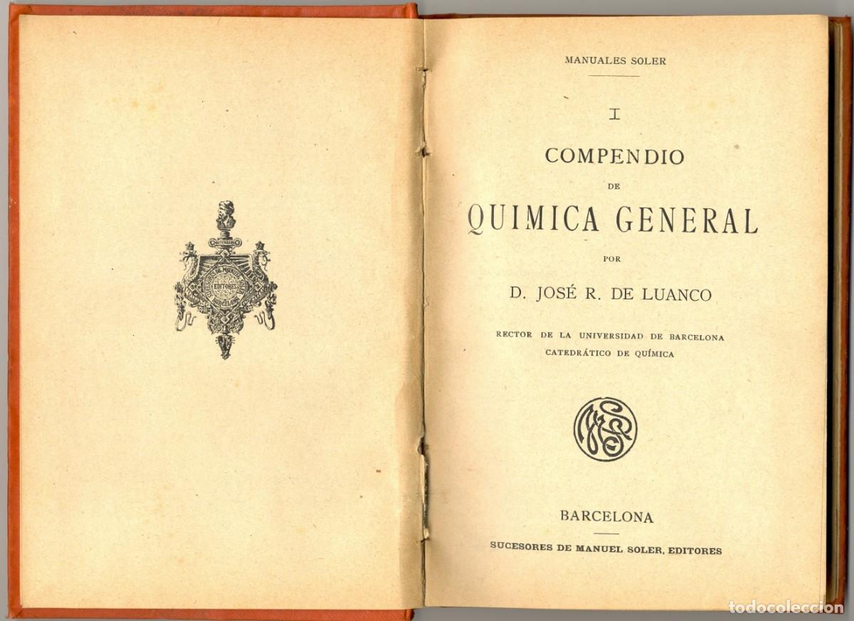 Libros antiguos: QU&Iacute;MICA GENERAL - MANUALES SOLER N&ordm; 1 - Foto 3