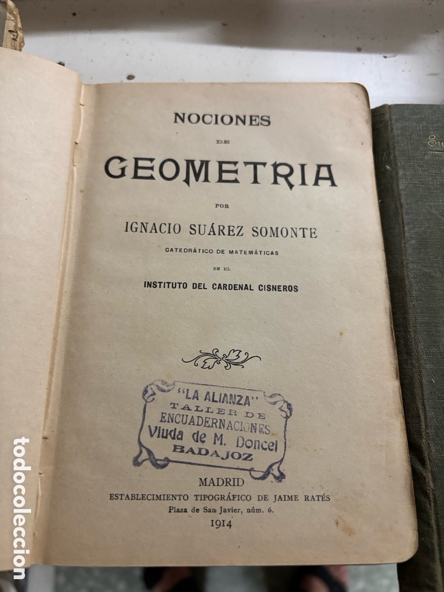 Libros antiguos: Nociones de geometria - Ignacio Suarez Somonte - 1922 - Foto 2