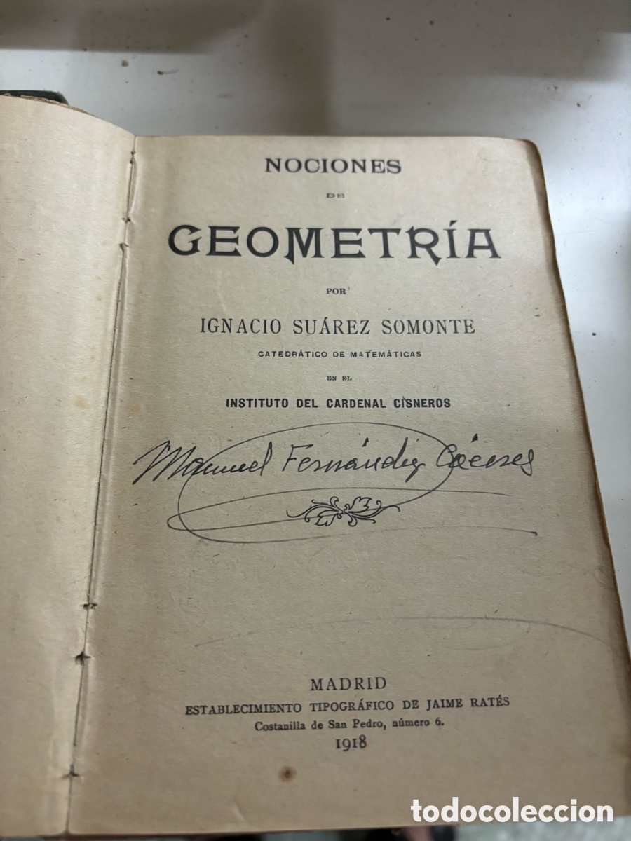 Libros antiguos: Nociones de geometria - Ignacio Suarez Somonte - 1922 - Foto 4