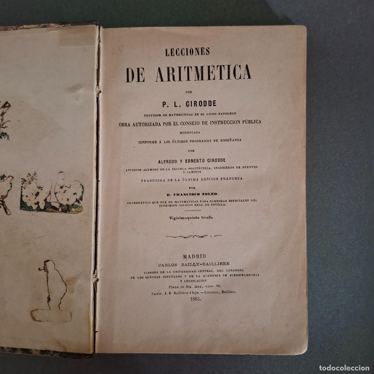 Libros antiguos: Lecciones de aritm&eacute;tica - P.L.Girodde - 1883 - Foto 1