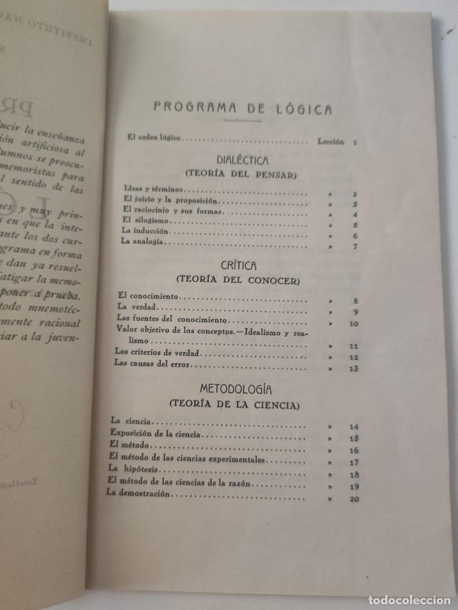 Libros antiguos: Programa de L&oacute;gica. 1932. - Foto 4