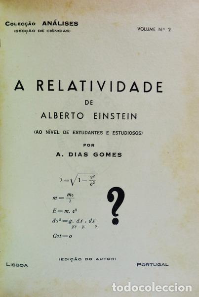 Libros antiguos: DIAS GOMES. (A.) - A TEORIA DA RELATIVIDADE DE ALBERTO EINSTEIN. - Foto 1