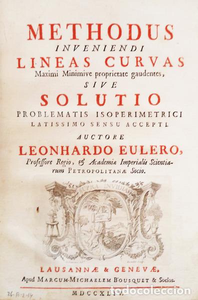 Libros antiguos: EULER. (L&eacute;onard) - METHODUS INVENIENDI LINEAS CURVAS - Foto 1