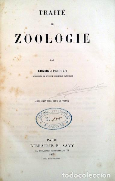 Libros antiguos: PERRIER. (Edmond) - TRAIT&Eacute; DE ZOOLOGIE - Foto 1