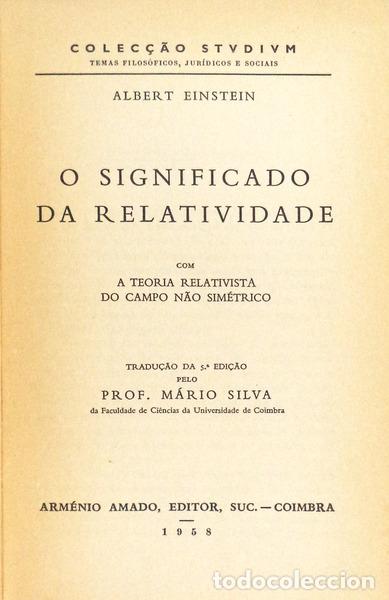 Libros antiguos: EINSTEIN. (Albert) - O SIGNIFICADO DA RELATIVIDADE. - Foto 2