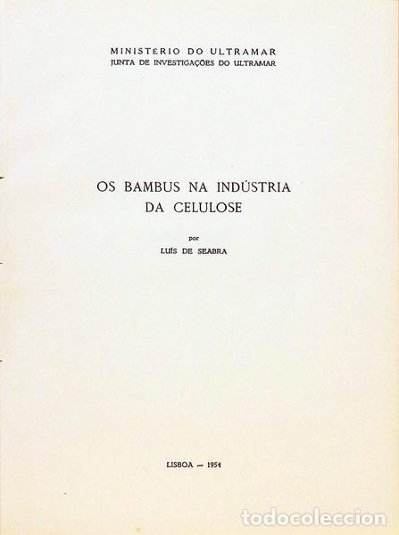 Libros antiguos: SEABRA. (Lu&iacute;s) - OS BAMBUS NA IND&Uacute;STRIA DE CELULOSE. - Foto 2
