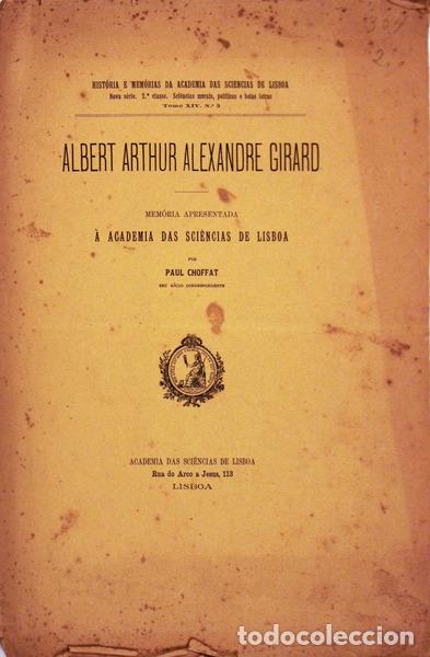 Libros antiguos: CHOFFAT. (Paul) - ALBERT ARTHUR ALEXANDRE GIRARD. - Foto 1