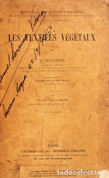 Libros antiguos: BEAUVERIE. (J.) - LES TEXTILLES V&Eacute;G&Eacute;TAUX. - Foto 1