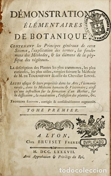 Libros antiguos: D&Eacute;MONSTRATIONS &Eacute;L&Eacute;MENTAIRES DE BOTANIQUE. - Foto 1