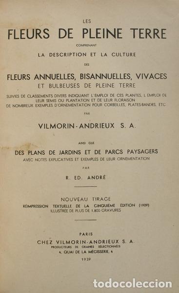 Libros antiguos: VILMORIN. (Philippe L. de) - LES FLEURS DE PLEINE TERRE. - Foto 1