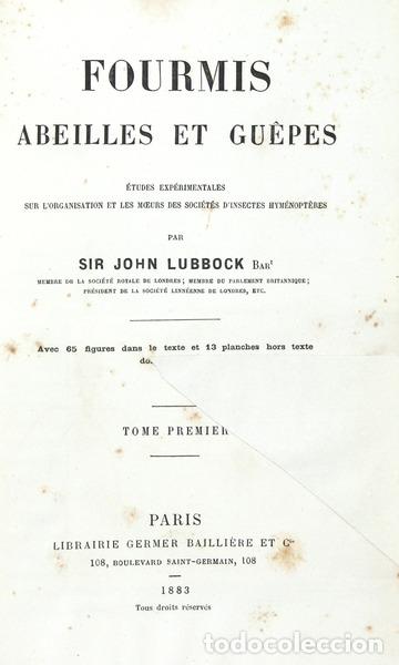 Libros antiguos: LUBBOCK. (John) - FOURMIS, ABEILLES ET GU&Ecirc;PES. - Foto 1