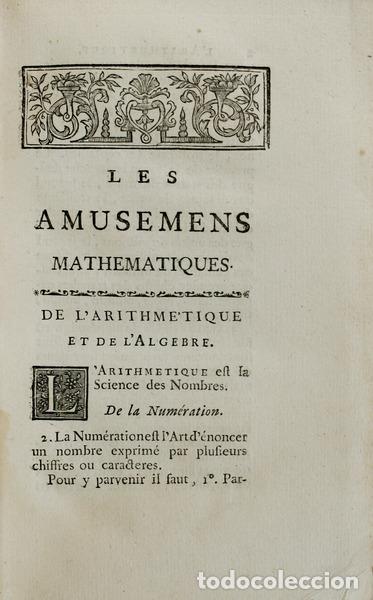 Libros antiguos: PANCKOUCKE. (Andr&eacute;-Joseph) - LES AMUSEMENS MATH&Eacute;MATIQUES - Foto 2