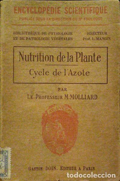 Libros antiguos: MOLLIARD. (Marin) - CYCLE DE L&#39;AZOTE. - Foto 1