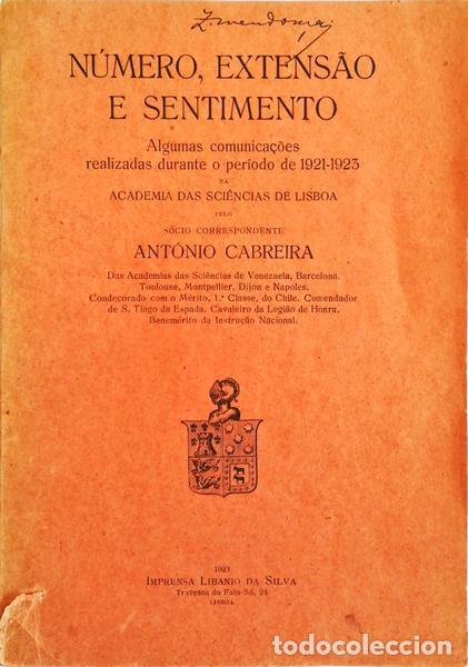 Libros antiguos: CABREIRA. (Ant&oacute;nio) - N&Uacute;MERO, EXTENS&Atilde;O E SENTIMENTO. - Foto 1