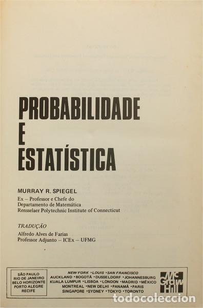 Libros antiguos: SPIEGEL. (Murray R.) - PROBABILIDADE E ESTAT&Iacute;STICA. - Foto 1
