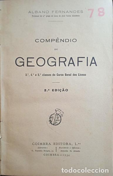Libros antiguos: FERNANDES. (Albano) - COMP&Ecirc;NDIO DE GEOGRAFIA. - Foto 2