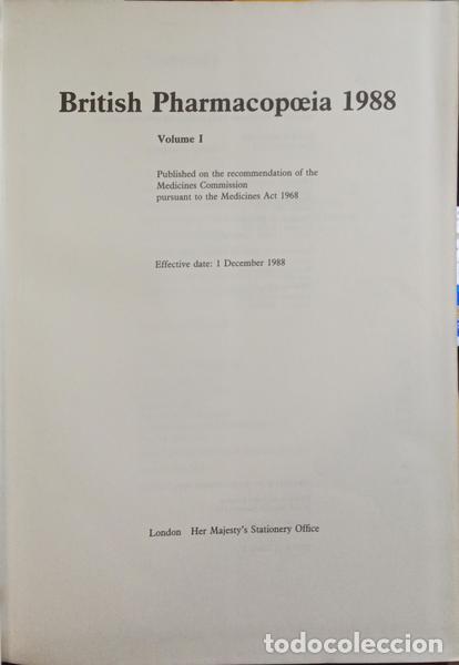 Libros antiguos: BRITISH PHARMACOPOEIA 1988. [2 VOLS.] - Foto 2