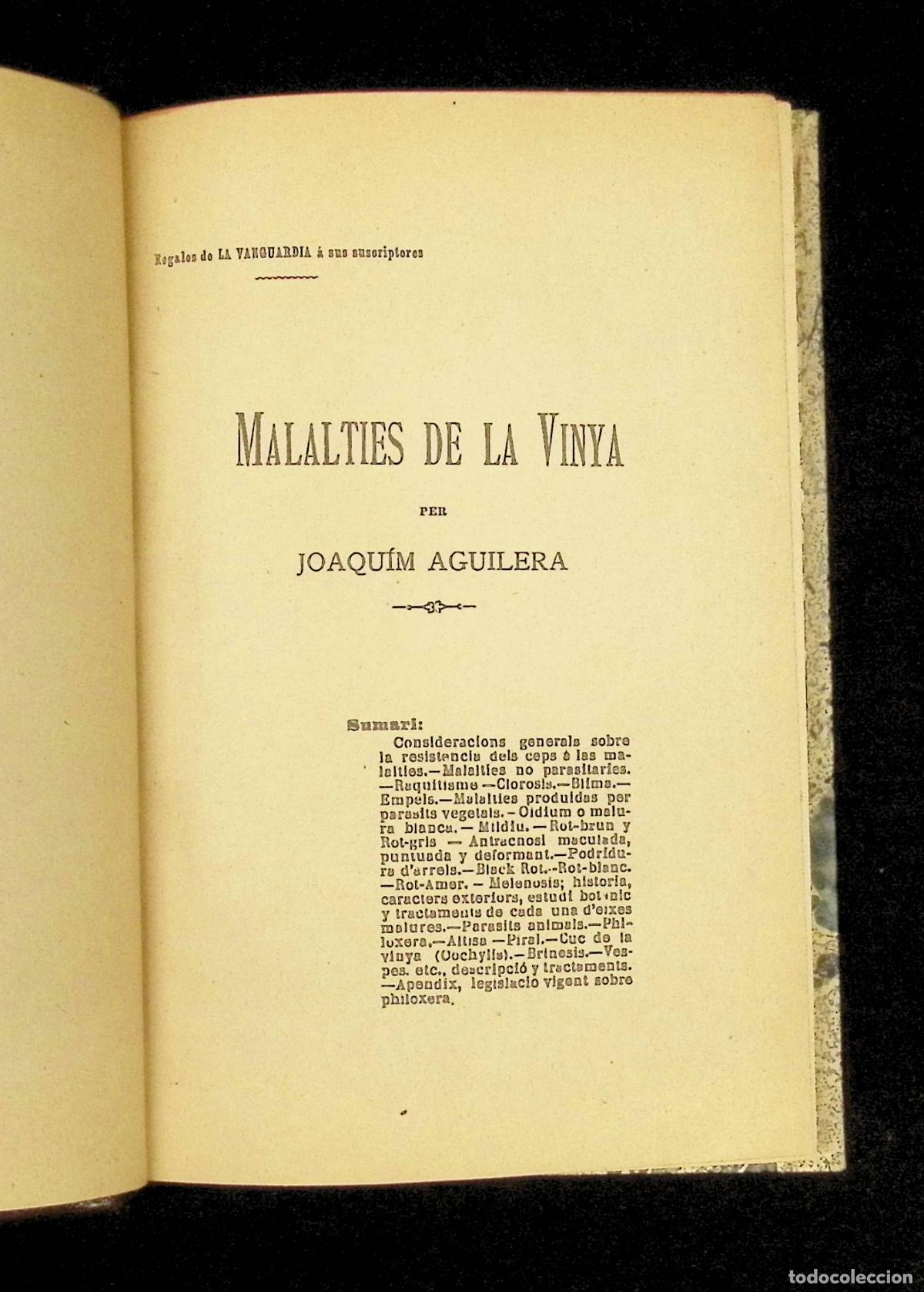 Libros antiguos: MALALTIES DE LA VINYA. - AGUILERA, Joaquim. - Foto 2