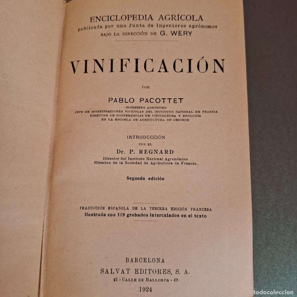 Libros antiguos: Vinificaci&oacute;n - Pablo Pacottet - 1924 - Foto 2