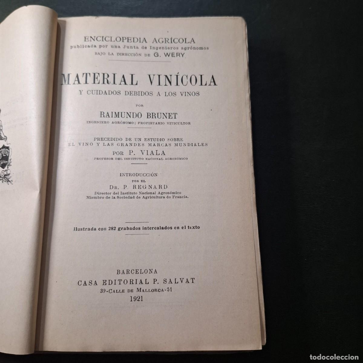 Libros antiguos: Material vin&iacute;cola - R. Brunet - 1921 - Foto 2