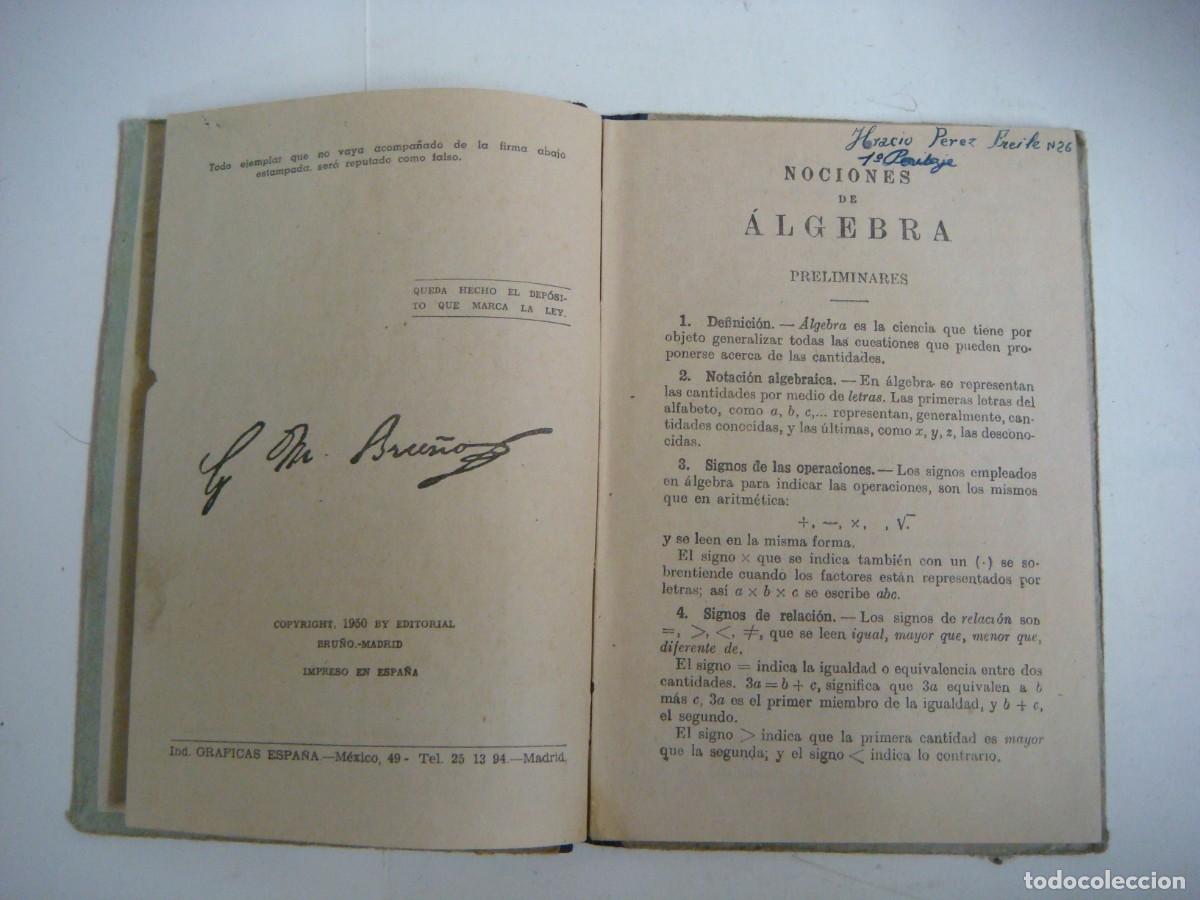 Libros antiguos: LIBRO DE NOCIONES DE ALGABRA DE EDICIONES BRU&Ntilde;O A&Ntilde;OS 50-CAJ LIB-N&ordm;-1 - Foto 3