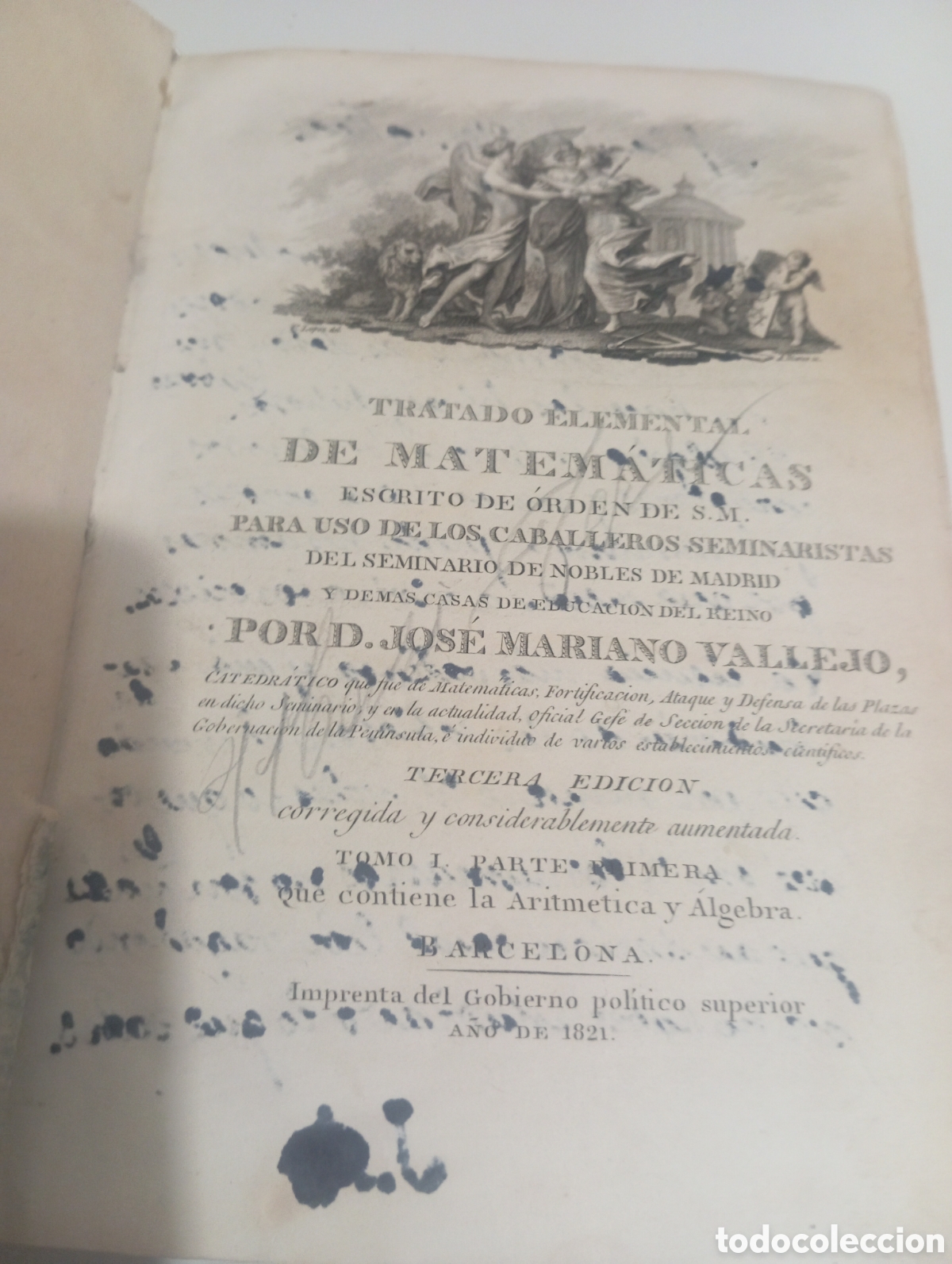 Libros antiguos: 1821. Tratado elemental de matem&aacute;ticas. Vallejo. - Foto 3
