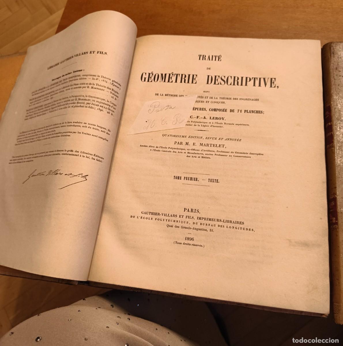 Libros antiguos: Traite de geometrie descriptive - Foto 1