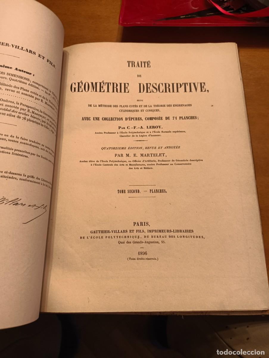 Libros antiguos: Traite de geometrie descriptive - Foto 2