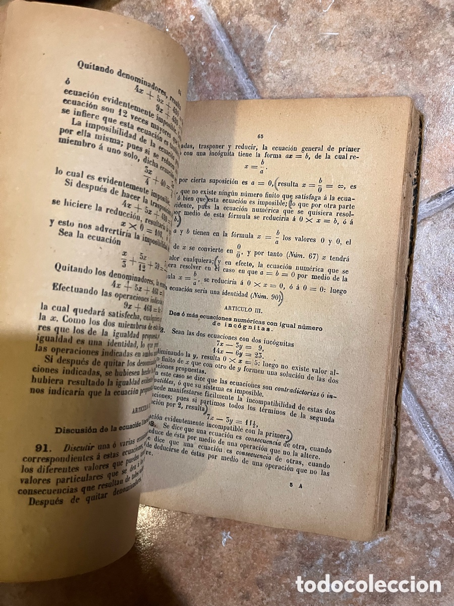 Libros antiguos: BLAS59 TRATADO DE &Aacute;LGEBRA ELEMENTAL / D.J. CORT&Aacute;ZAR - MADRID - 1908 - Foto 5