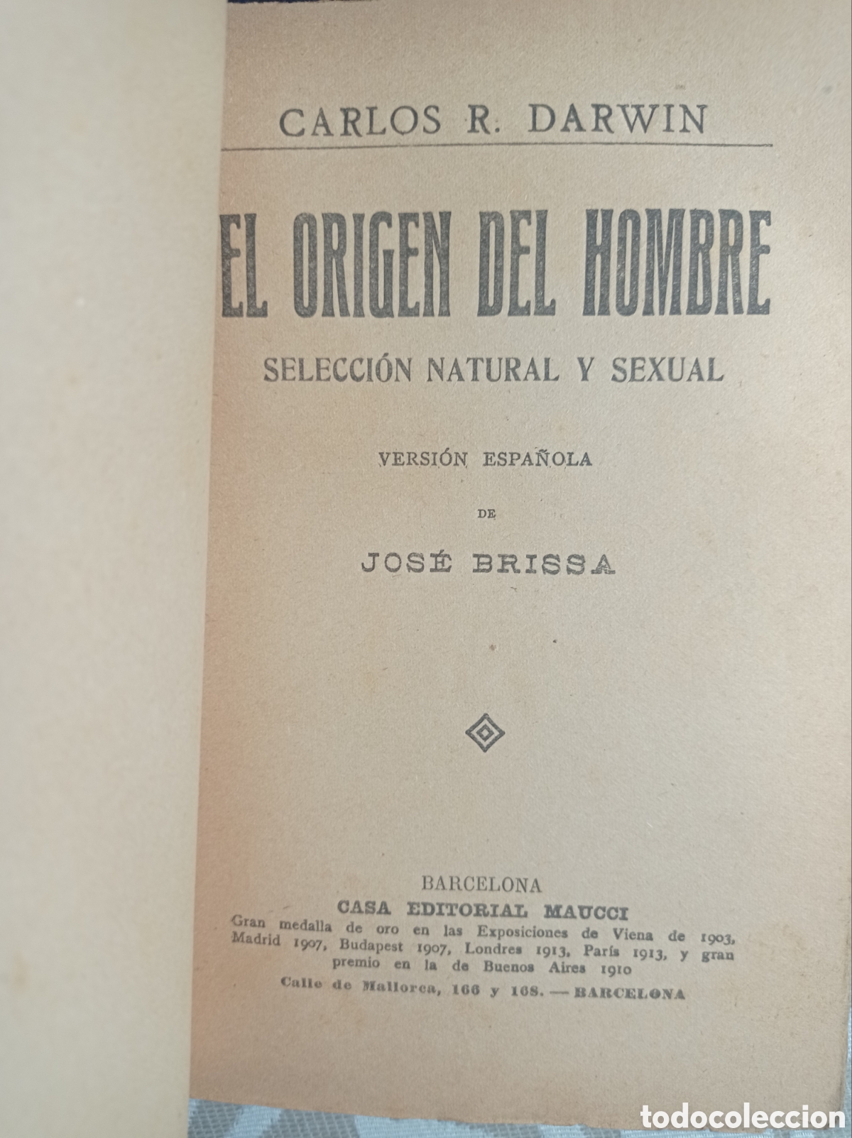 Libros antiguos: DARWIN. EL ORIGEN DEL HOMBRE. ED. MAUCCI - Foto 2